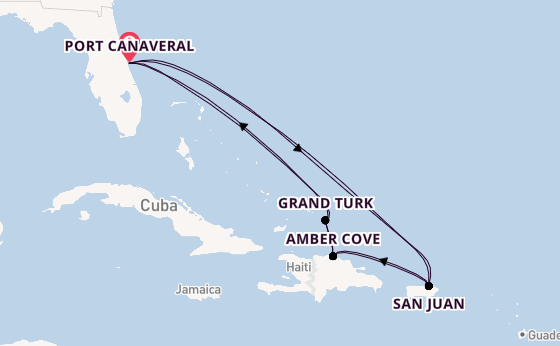 Caribbean vanaf Port Canaveral, Verenigde Staten met de Caribbean Princess