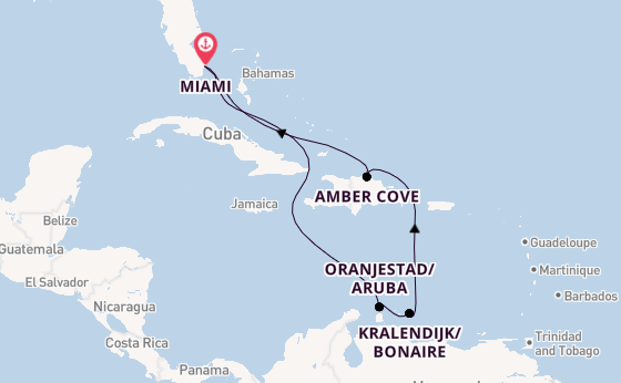 Caribbean from Miami, Florida, USA with the Carnival Venezia