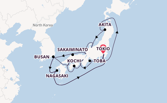 Japan vanaf Tokio, Japan met de Diamond Princess