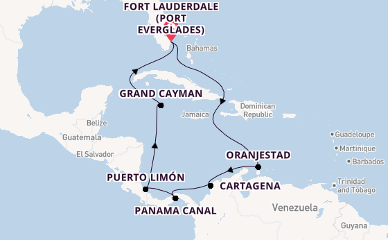 Central America from Fort Lauderdale (Port Everglades), Florida with the Caribbean Princess