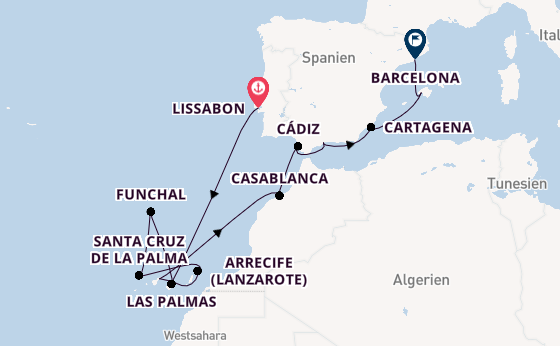 Westliches Mittelmeer ab Lissabon, Portugal auf der Seven Seas Navigator