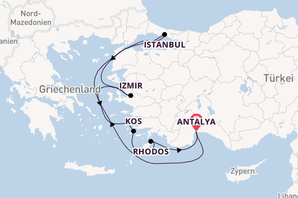 Östliches Mittelmeer ab Antalya, Türkei auf AIDAblu