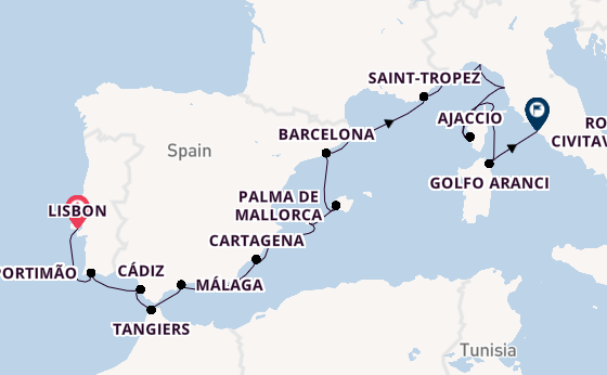 Western Mediterranean from Lisbon, Portugal with the Seven Seas Mariner
