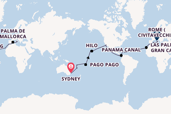54 Night Magnificant Ocean Odyssey With Sydney Stay (Sydney To Rome)