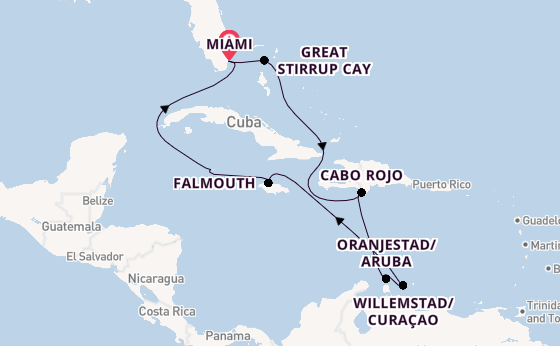 Caribbean from Miami, Florida, USA with the Norwegian Jewel