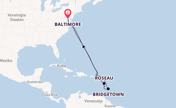 Karibik ab Baltimore, USA auf der Carnival Pride