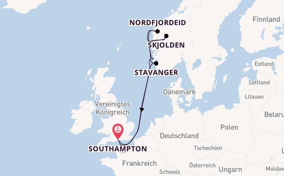 Norwegen ab Southampton, Großbritannien auf der Sky Princess