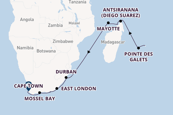 Africa from Port Louis, Mauritius with the Seven Seas Voyager