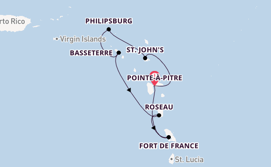 Südliche Karibik ab Pointe-à-Pitre, Guadeloupe auf der MSC Meraviglia