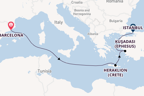 Mediterranean Sea from Barcelona, Spain with the Queen Victoria