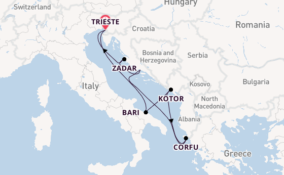 Mediterranean from Trieste, Italy with the Costa Deliziosa