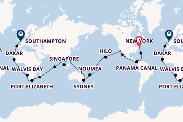 World Cruise from New York with the Queen Victoria