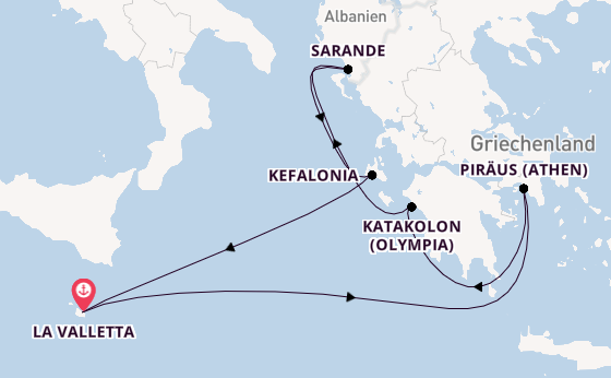 Mittelmeer ab La Valletta, Malta auf der Azura