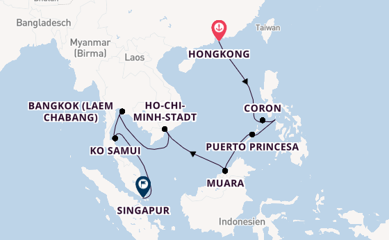 Südostasien ab Hongkong, China auf der Norwegian Jade