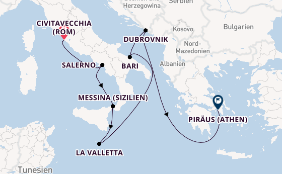 Mittelmeer ab Civitavecchia (Rom), Italien auf der Seven Seas Voyager