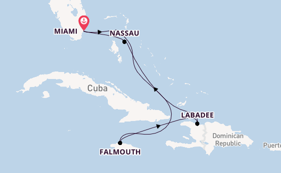 Caribbean from Miami, Florida, USA with the Allure of the Seas