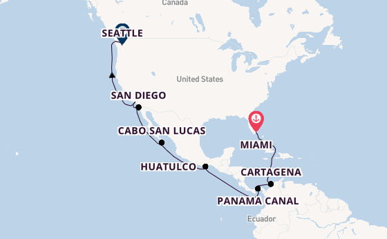 USA West Coast from Miami, Florida, USA with the MSC Poesia