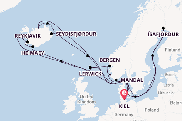Arctica vanaf Kiel, Duitsland met de VASCO DA GAMA