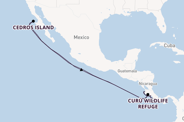 Midden-Amerika vanaf Puntarenas, Costa Rica met de Le Bougainville
