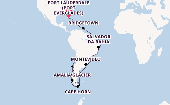 South America from Fort Lauderdale (Port Everglades), Florida with the Queen Anne