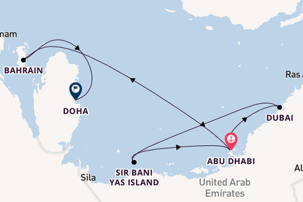 Arabian Gulf from Abu Dhabi, United Arab Emirates with the Celestyal Journey