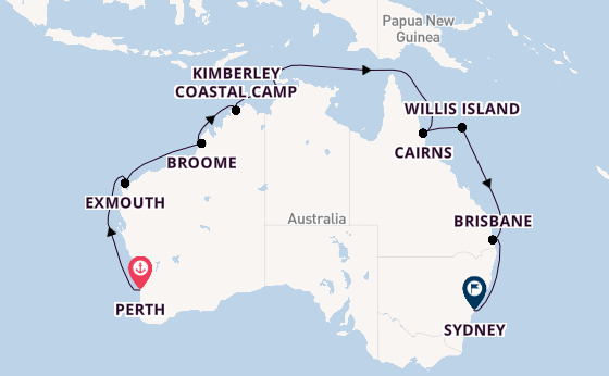 Australië vanaf Perth, Australië met de Grand Princess