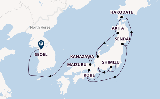 Japan vanaf Yokohama (Tokio), Japan met de Norwegian Jade