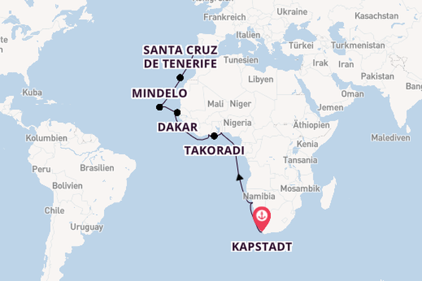 Afrika ab Kapstadt, Südafrika auf der Seven Seas Navigator