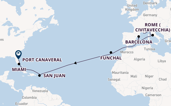 Transatlantic from Marseille, France with the MSC Grandiosa