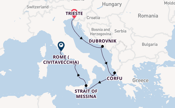 Mediterranean from Trieste, Italy with the Queen Elizabeth
