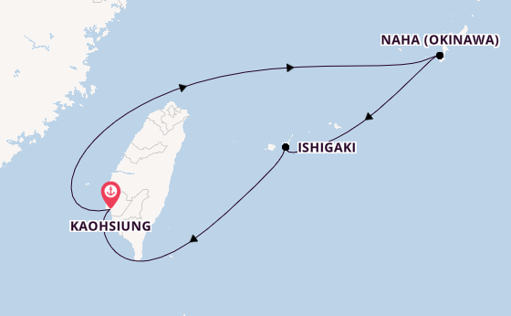 Oost-Azië vanaf Kaohsiung, Taiwan met de Costa Serena