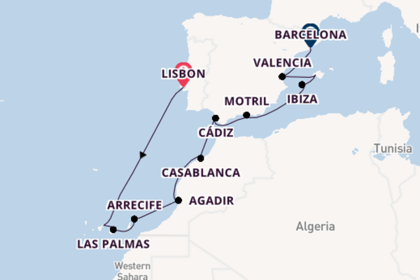 Western Mediterranean from Lisbon, Portugal with the Norwegian Dawn