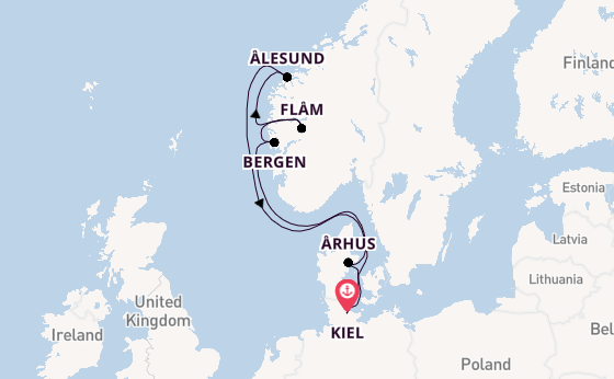 Noorwegen vanaf Kiel, Duitsland met AIDAnova
