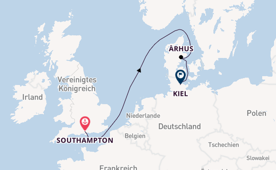 England ab Southampton, Großbritannien auf der Costa Diadema