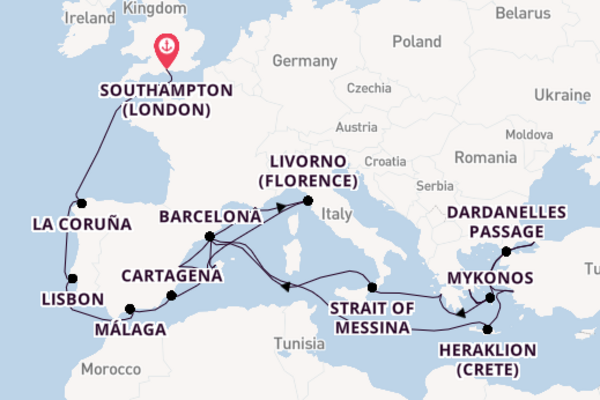 Sailing from Southampton (London) to Barcelona
