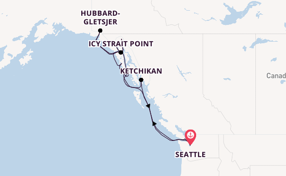 Alaska vanaf Seattle, Verenigde Staten met de Queen Elizabeth