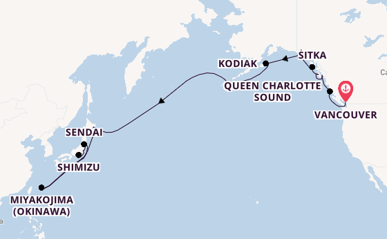Transpacifisch vanaf Vancouver, Canada met de Seabourn Encore