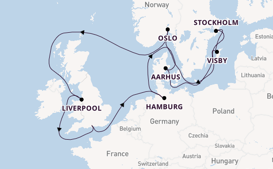 British Isles from Southampton, England with the Queen Anne