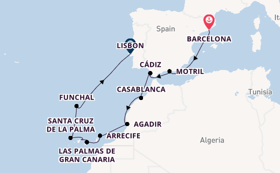 Canary Islands from Barcelona, Spain with the Seven Seas Voyager
