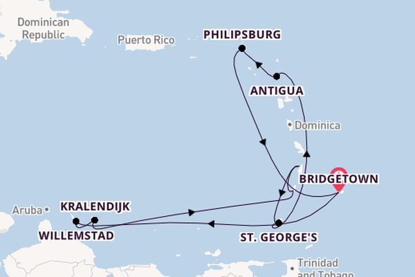 Southern Caribbean from Bridgetown, Barbados with the Britannia 