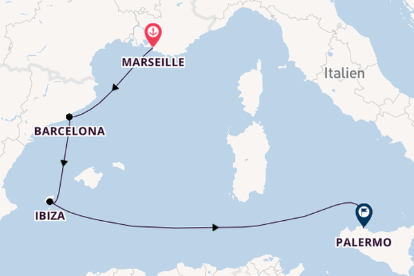 Westliches Mittelmeer ab Marseille, Frankreich auf der Costa Smeralda