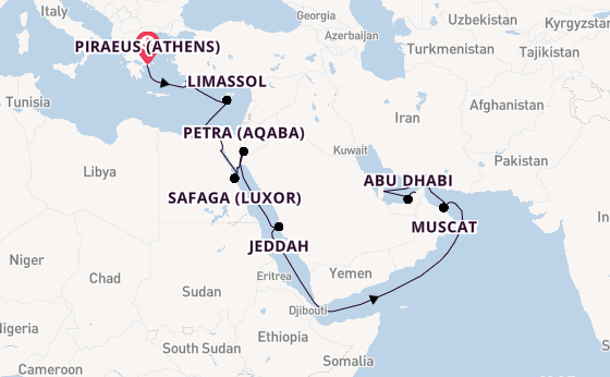 Middle East from Piraeus (Athens), Greece with the Norwegian Sun