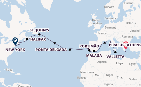 Transatlantic from Piraeus (Athens), Greece with the Seven Seas Splendor