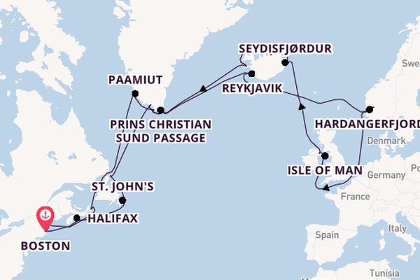 trans-Atlantisch vanaf Boston, Verenigde Staten met de Zuiderdam
