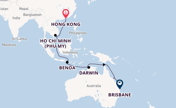 Australia from Hong Kong, China with the Carnival Luminosa