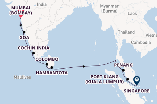 South East Asia from Mumbai (Bombay), India with the Celebrity Millennium