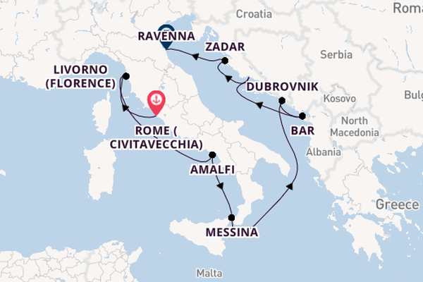 Mediterranean Sea from Rome (Civitavecchia), Italy with the Celebrity Constellation