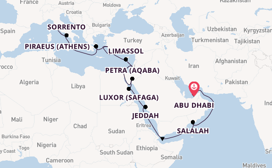Mediterranean from Abu Dhabi, United Arab Emirates with the Seven Seas Splendor