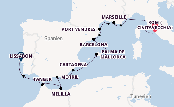 Mittelmeer ab Civitavecchia (Rom), Italien auf der Seabourn Ovation