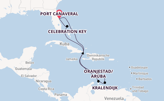 Karibik ab Port Canaveral, USA auf der Carnival Venezia